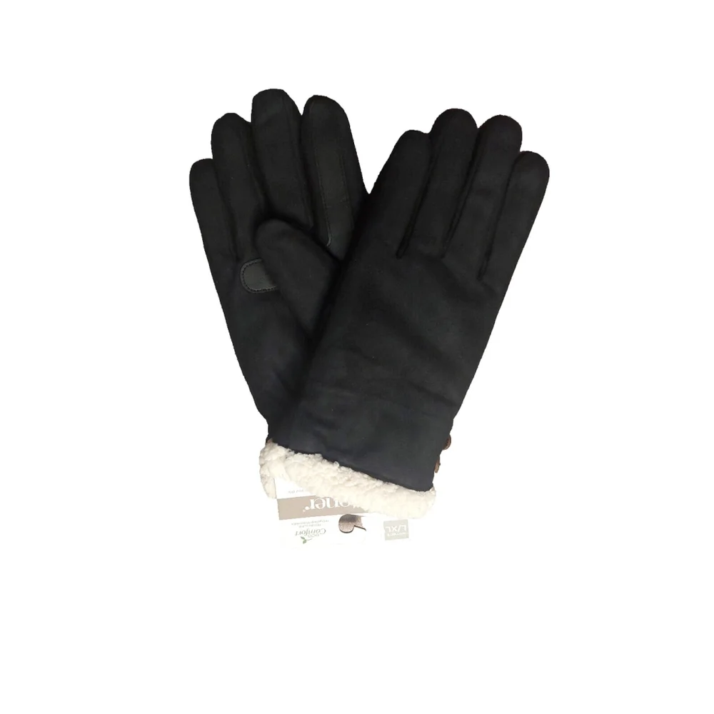 Isotoner Signature Microsuede Water-Repellent Black Gloves Fuzzy Cuffs XL NWT